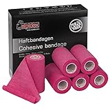 ALPIDEX 6 Rollen Haftbandage 10 cm x 4.5 m Verband Selbstklebend Elastisch Pet Bandagen Fixierband Sport Vet Wrap Tape Selbsthaftend Verbandsmaterial Pferde Hunde Menschen, Farbe:pink