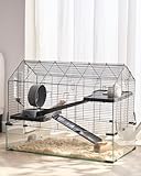 Hamsterkäfig, 360°-Sicht, transparenter Hamsterlebensraum, Kleintierkäfig, 75x44x61 cm, belüfteter Mäusekäfig mit Wasserflasche, Rattenkäfig, tragbares Hamsterhaus für Ratten, Meerschweinchen
