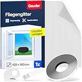 GAUDER Fliegengitter für Fenster - Insektenschutz ohne Bohren - Fliegengitter mit Klettband - Fliegennetz aus Polyester - Mückennetz & Moskitonetz für Fenster (150 x 180 cm - schwarz)