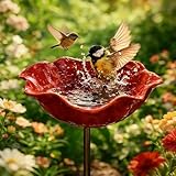 Vogeltränke Blume aus Metall,Handgefertigter Gartenstecker,Winterfeste Vogeltränke & Insektentränke,Bienentränke für Garten und Terrasse