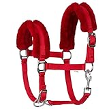 Start FoalMink Fohlenhalfter – Weiches, Verstellbares Ponyhalfter mit Kunstfell – Komfortables und Langlebiges Halfter für Fohlen & Ponys – Ideal für Stall, Weide & Training (Foal, Rot)