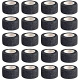 20 Rollen Selbstklebender Verband, 2.5cm x 4.5m Verband Selbstklebend Elastisches Selbsthaftende Bandage, Schwarz Elastische Binde für Gelenkfixierung, Sportschutz, Tier- und Pferdebandagen