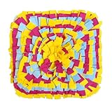 AMFUN Schnüffelteppich Hund, Schnüffelmatte zur Förderung, Welpen-Trainingsmatte für langsames Füttern, Rutschfest, Waschbar, Filz-Material, Lernspielzeug für kleine und große Hunde - Gelb, 35 × 35 cm