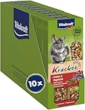Vitakraft Kräcker, Knabberstangen, Nagersnack, für Chinchillas, zur Zahnpflege, mit Kräutern, mit Hagebutte, ohne Zusatz von Zucker und Getreide (10x 112g)