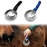 Zuxbolf 2 STK Spiralstriegel 4 Ringe Striegel Pferdebürste Metallstriegel Federstriegel Doppelseitiger Striegel Kuhstriegel Edelstahl Pferdeschaber zum Reinigung grober Schmutz für Pferde,Schafe,Kühe