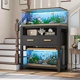 EOSVALO Aquarium unterschrank mit stabilem Metallrahmen und Steckdose, robuster Aquariumständer mit wasserdichter Matte (Schwarz)