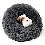 ONEJU Plüsch Meerschweinchen Bett, Meerschweinchen Kuschelhöhle, herausnehmbares Kissen, super gemütlich, ideales Waschbar Bett für Kaninchen und kleine Haustiere, Dunkel Grau