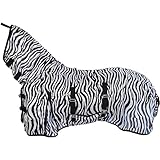 Marengos - Zebra-Fliegendecke mit Halsteil und Bauchlatz | robuste & atmungsaktive Ekzemerdecke | Schutz vor Insekten | reißfeste Fliegendecke | Outdoor-Pferdedecke