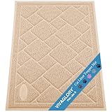 VIVAGLORY Katzenstreu Matte Trackmat Katzenklo Matte, Katzenmatte Katzenklo Katzenklomatte, Unterleger & Wasserdichte Streuauffangmatte Auffangmatte, 90cm×60cm, Beige