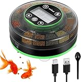Petbank Futterautomat Aquarium Wiederaufladbare Fischfutterspender mit Timer Futterspender für Aquarien mit USB-Kabel LCD-Anzeige Fisch Futterautomaten für Aquarium Fischtank