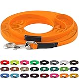 LENNIE BioThane Schleppleine, 19mm, Hunde ab 35kg, 10m lang, mit Handschlaufe, Pastell-Orange, genäht