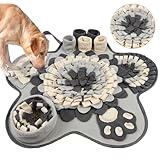 OSDUE Schnüffelteppich Hund, Futterschnüffel-Futtermatte, Hunde-Schnüffelmatte, Welpen-Trainingsmatte, Schnüffelspielzeug Interaktive Hundespielzeug, Hunde Spielteppich für Alle Hunderassen, 60 x 60CM