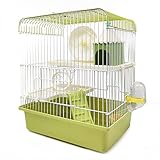 BPS® Hamsterkäfig Mini-Chalet-Haus für Hamster mit Futternapf, Tränke, Rad, Tunnel, Farbe wird nach Zufallsprinzip versandt BPS-1382