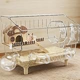 Hamsterkäfig, Nagerkäfig, Kleintierkäfig, Trainingshaus, Acryl, transparent, tragbarer Aufbewahrungs-Spielplatz, Hamster-Rad-Gehege für Zuhause, Reisen, 43 * 30 * 34cm