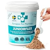 European Pet Pharmacy JUNIORFLEX 204 g Grünlippmuschelpulver für Hunde & Welpen - Nahrungsergänzungsmittel Hund und Katze mit Glucosamin Chondroitin und Vitamin C - Gelenkskomplex 4-18 Monate