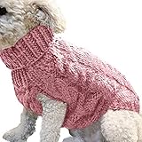 Petyoung Hundepullover Weste Warmer Mantel Haustier weiche Strickwolle Winter Pullover gestrickt Häkeln Mantel Kleidung für kleine mittlere Hunde (XL, Dunkelrosa)