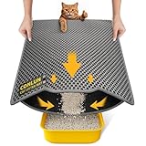 Conlun Katzenklo Matte, 58x42cm Waben Doppelschicht Katzenstreu Matte, Urin- & Wasserdichte Katzenmatte Katzenklo, Leicht zu reinigen, Rutschfeste Katzenmatte für den Boden, Grau, 2317