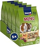 Vitakraft Menü Vital, Meerschweinchen Futter, mit Apfel und Kürbis, mit Kräutern, ohne Zusatz von Zucker (5X 1kg)