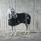 SUNRIDE Stalldecke 50g für Pferde - mit Fleece - geeignet als Unterdecke - extrem atmungsaktiv - abnehmbare Bauchgurte (schwarz, 155 cm)