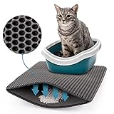 PETTEC® Katzenklo Matte [WASSERDICHT & RUTSCHFEST] - Katzenstreu Matte [55x75cm] mit Wabendesign - Katzematte für Katzenklo leichte Reinigung - Katzentoilette Matte - Katzenklo Unterlage & Vorleger