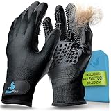 BluePet Fellpflegehandschuh Hund, Katze & Pferd - Fellhandschuh zur Fellpflege, Handschuh zum Entfernen von Fell, Waschhandschuhe für Hundehaare & Katzenhaare - Katzenhandschuh für Langhaar & Kurzhaar