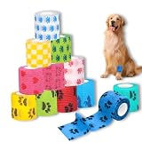 TFSZE 12 Rollen Selbsthaftende Bandage,Hund Vet Wrap,Pet Selbstklebender Verband Selbstklebende Bandage,12 Cartoon Selbsthaftende Bandage,Fixierbinde für Pferd Pet Cohesive Bandages