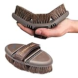 Animalon CareFlex Rosshaar-Kardätsche | Flexible & Ergonomische Pferde-Bürste Mit Klettverschluss für Angenehme Fellpflege | Zubehör | Putzzeug (Braun)