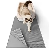 Garoopion Katzenklo Matte, EVA Katzenstreu Matte, Waben Katzenmatte Katzenklo, Doppelte Schichte, 61x38 cm, Grau,1 Seite Verbunden