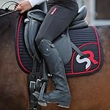 SUNRIDE Dressurschabracke für Pferde - Mesh-Material als zusätzliche Belüftung gegen Hitzestau, pflegeleicht und formbeständig (Full, schwarz/rot)