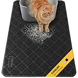 Conlun Katzenklo Matte Katzenstreu Matte, 61 x 43 cm Katzenklo Vorleger, Gitter Netz Streukontrolle Design Katzenklo Unterleger, Wasserdichtes Urinbeständiges Material, Leicht zu Reinigen (Schwarz)