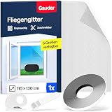 GAUDER Fliegengitter für Fenster - Insektenschutz ohne Bohren - Fliegengitter mit Klettband - Fliegennetz aus Polyester - Mückennetz & Moskitonetz für Fenster (110 x 130 cm - schwarz)