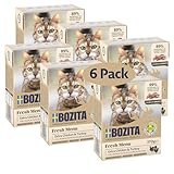 Bozita Tetra Häppchen in Sauce mit Hühnchen & Pute – 6x370g Getreide- & zuckerfreies Premium-Katzenfutter, ohne Gentechnik, mit 7,5% Protein und 5% Fettgehalt – leckeres Nassfutter für Feinschmecker