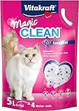 Vitakraft Magic Clean Lavendel, Katzenstreu, zarter Lavendelduft, Nicht klumpend, besonders staubarm, praktische Tragelasche (1x 5L)
