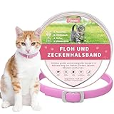 DEWEL 34.5cm Zecken Halsband für Katze, Floh Zecken Kragen Floh-und Zecken Prävention Halsbänder, Verstellbar Wasserdicht Katze Flohhalsband (Rosa)