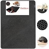 AidSci Katzenklo Matte | 70 x 55 cm Vorleger für Katzentoilette Waben Design Katzenstreu Matte wasserdichte Doppelte Schichte, leicht zu reinigen Katzenklo Unterleger
