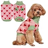 EASTLION Hundepullover für Hunde, Welpen und Katzen, Rollkragenpullover mit Strickmuster, Wärmender Wintermantel, M, Rosa