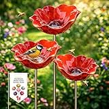 3 Stuick Bienentränke Blume für den Garten, Insektentränke Gartendekoration, Metall Gartenstecker für Rasen,vogeltränke blume, Dekorative Fütterschale für Vögel und Bienen
