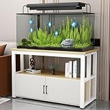 FORRTY Aquarium Mit Unterschrank, Fish Tank Rack Aquarienständer 2-stöckig, 40–120 Cm Lang, Platzsparend, Hohe Tragkraft, Mit Türen Und Ablagen, Ideal Für Wohnzimmer Und Restaurants(White+wood,60X35X7