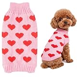 Hundepullover Herz Warme Hundepullover Kleine Hunde Valentinstag Hund Pullover Rosa Gestricktes Hundepulli Katzenpullover Weicher Hundekleidung M