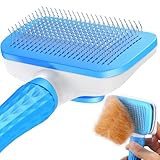 ACE2ACE Haustier Hundebürste Katzenbürste, Haustier Bürsten, Hundebürste Katzenbürste für Langhaar und Kurzhaar, Sauberes Haustierhaar von der Bürste mit Einem Knopf, Blau