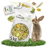 Mr. Crumble Hoppel Mix Kaninchenfutter 5 kg – Kaninchen Hauptfutter für Zwergkaninchen – ohne Pellets, mit Gräsern, Kräutern, Gemüse & Wurzeln – hoher Rohfaseranteil für Verdauung & Zahnabrieb