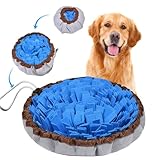 AMFUN Schnüffelteppich Hund, Schnüffelmatte zur Förderung, Welpen-Trainingsmatte für langsames Füttern, Rutschfest, Waschbar, Filz-Material, Lernspielzeug für kleine und große Hunde - Blau, 48 × 48 cm