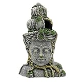 MUYIRTED Buddha Aquarium Dekoration Höhle Große Ornamente, Grüne Moos Pflanze Bedeckt Stein Buddha Höhle Verstecke, Aquarium Deko 27,5 x 18 x 10 cm