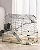 Hamsterkäfig, 360°-Sicht, transparenter Hamsterlebensraum, Kleintierkäfig, 58x38x54 cm, belüfteter Mäusekäfig mit Wasserflasche, tragbares Hamsterhaus für Ratten, Meerschweinchen