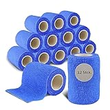 nilo Selbstklebender Verband - 12 Rollen 10cm x 4,5m / Selbsthaftende Bandage für Pferde und Menschen/atmungsaktive & elastische Binde/Haftbandage selbstklebend (Blau)