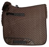 Engel Reitsport | SCHABRA1-D-MOC-MOC | Schabracke | Steppstoff | Lammfell im Sattelbereich | Half Lined | Fellkranz vorne | Dressur | Stoff Mocca Fell Mocca