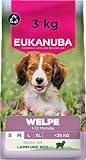 Eukanuba Welpenfutter mit Lamm und Reis für kleine und mittelgroße Rassen - Premium Trockenfutter für Junior Hunde, 3 kg