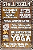 Wetterfestes 20 x 30 cm Blechschild, Wandschild, Türschild für Pferde Fans, lustiger Spruch, Stallregeln