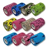 LisaCare Bandage selbsthaftend 7,5cm x 4,5m | 12er-Set Bunter Motiv-Mix | Kohäsiver Wund-Verband | elastisch, dehnbar, ohne Kleber (Motiv-Mix Unisex)