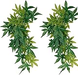 Abizoo 2 Pack Terrarium Pflanze,Terrarium deko Künstliche Ranken Kletter-terrarienpflanze Reptilienpflanzen Hängende Mit Saugnapf Für Bartagamen Eidechsen Geckos Schlangen Haustiere Einsiedlerkrebse